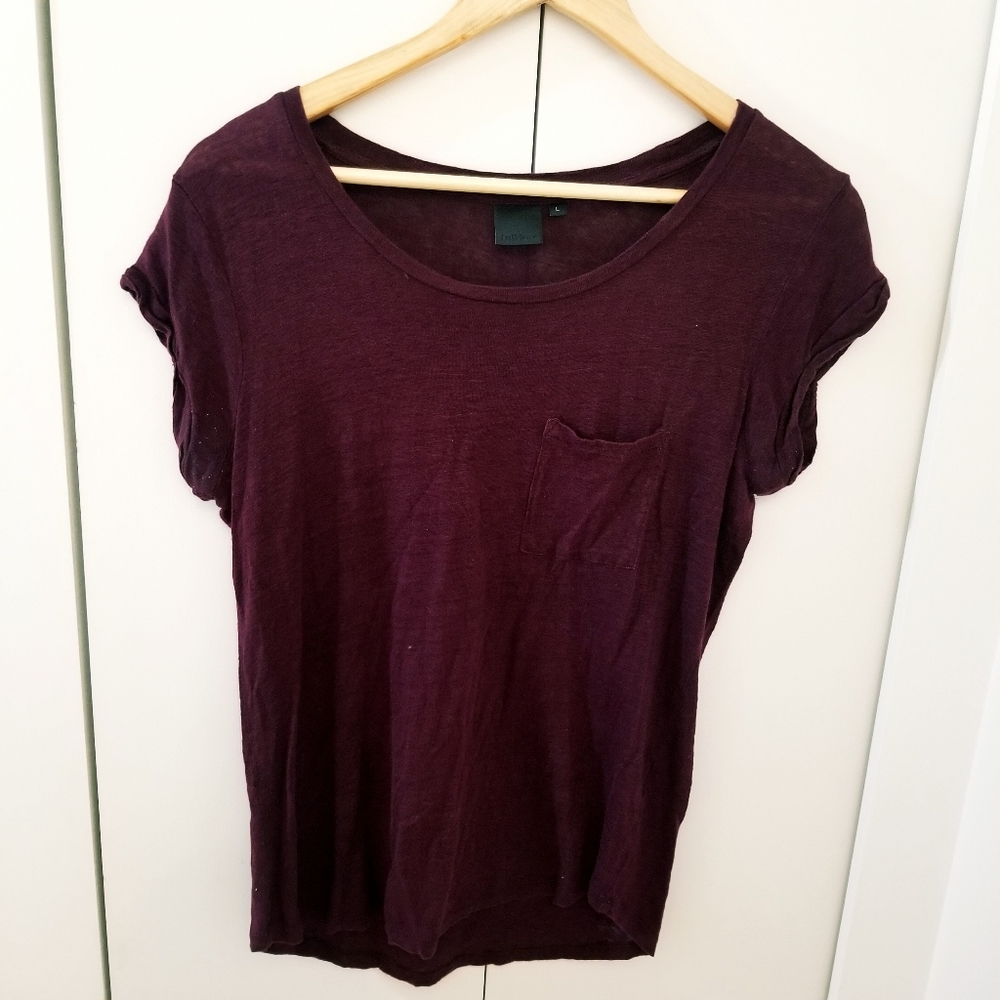 3/$45 In Wear | Maroon Cotten T-Shirt Top Pocket